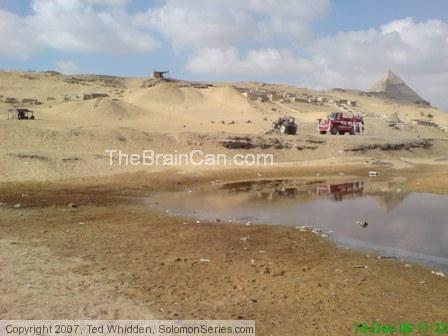 Large Wet Land area on Plateau at current day Giza near pyramids.  Photo courtesy of https://www.thebraincan.com/